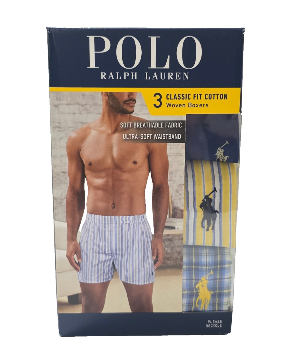 Polo Ralph Lauren Men's 3-Pack Classic Fit Cotton Woven Boxers - Size Large